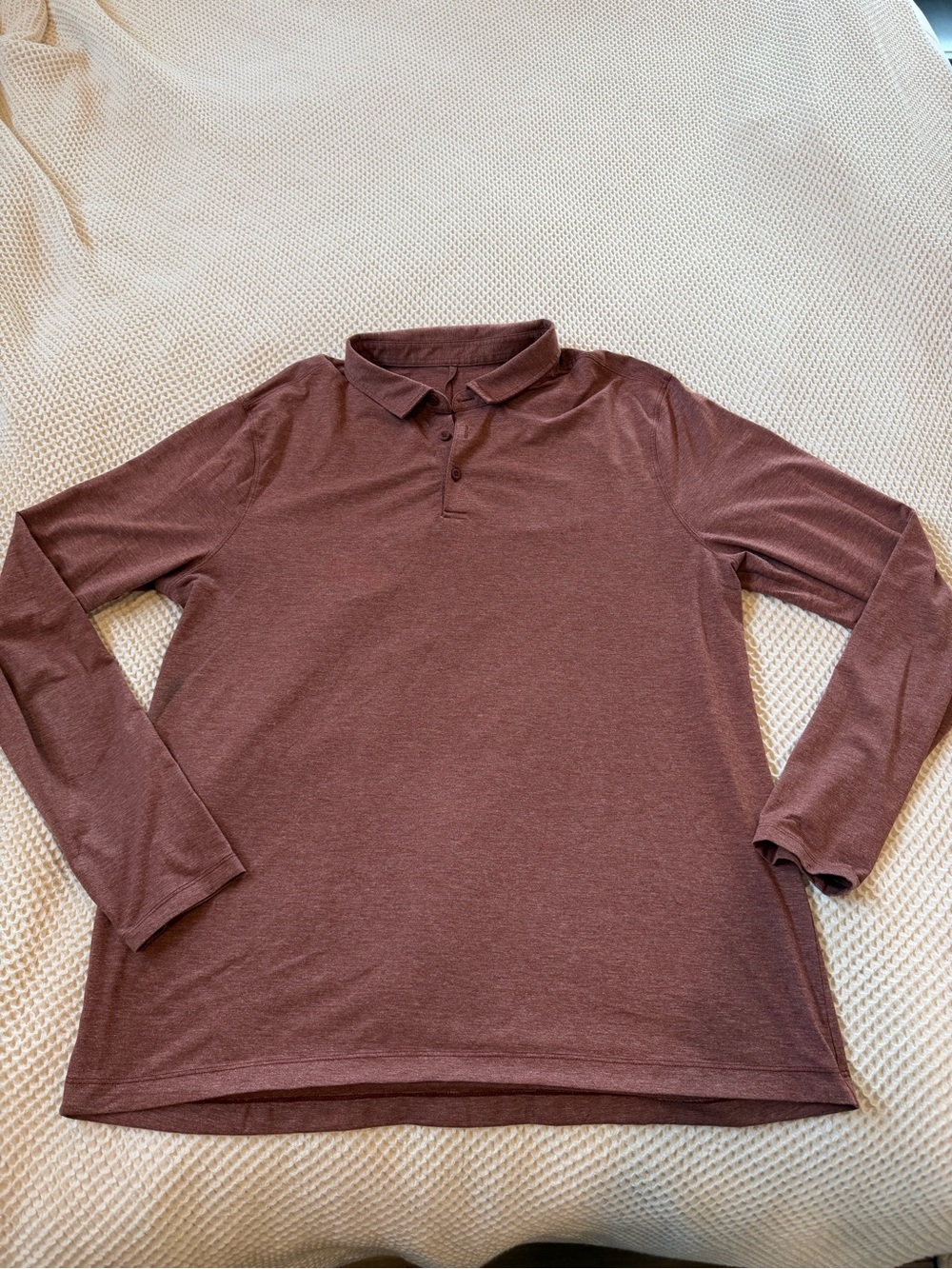Lululemon Men's Long-Sleeve Polo Shirt - Mauve Brown